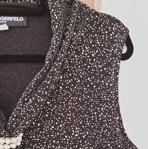 Karl Lagerfeld Black and Gold Women's knit Top Sz M - Picture 8 of 14